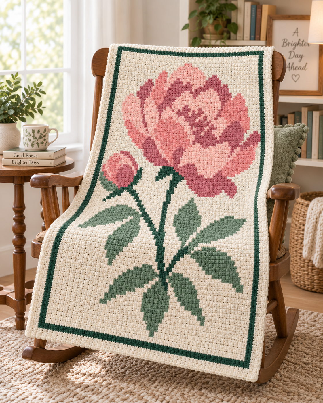 Pink Peony C2C Blanket Pattern PDF-Digital Download