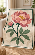 Pink Peony C2C Blanket Pattern PDF-Digital Download