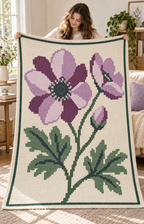 Purple Anemone C2C Blanket Pattern PDF-Digital Download