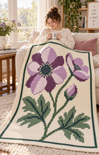 Purple Anemone C2C Blanket Pattern PDF-Digital Download