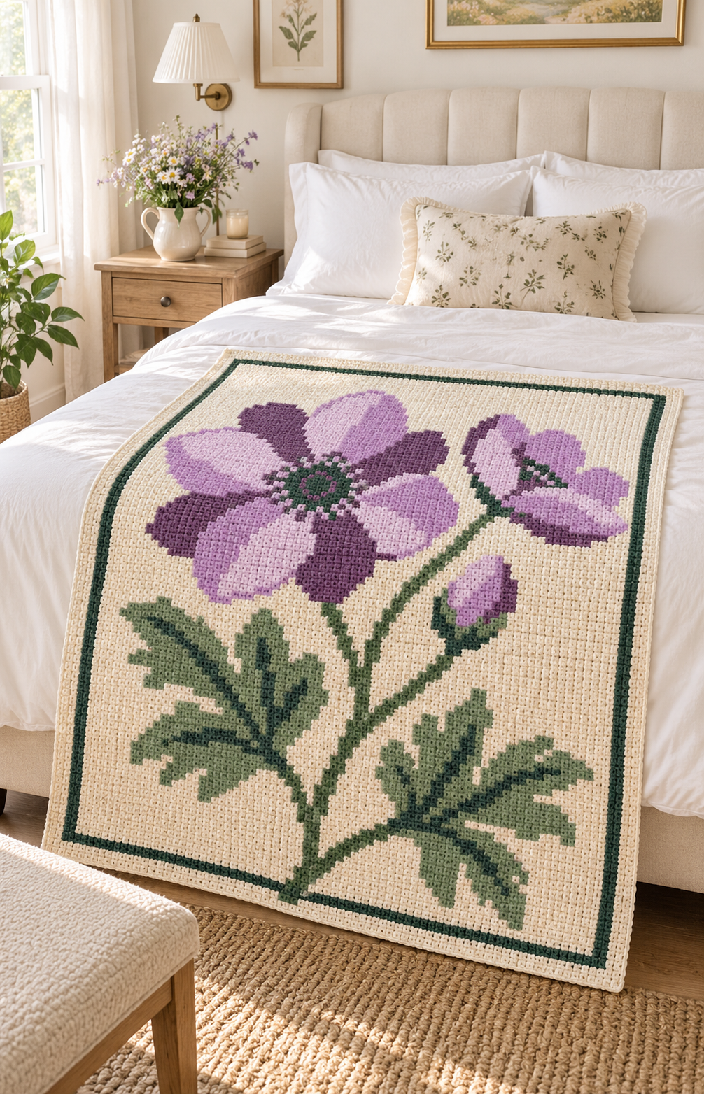 Purple Anemone C2C Blanket Pattern PDF-Digital Download