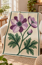 Purple Anemone C2C Blanket Pattern PDF-Digital Download