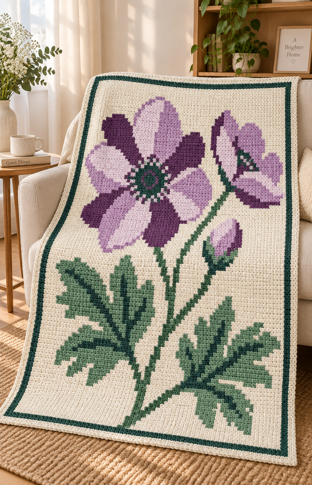 Purple Anemone C2C Blanket Pattern PDF-Digital Download