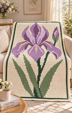 Purple Iris C2C Blanket Pattern PDF-Digital Download