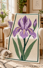 Purple Iris C2C Blanket Pattern PDF-Digital Download