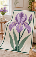 Purple Iris C2C Blanket Pattern PDF-Digital Download