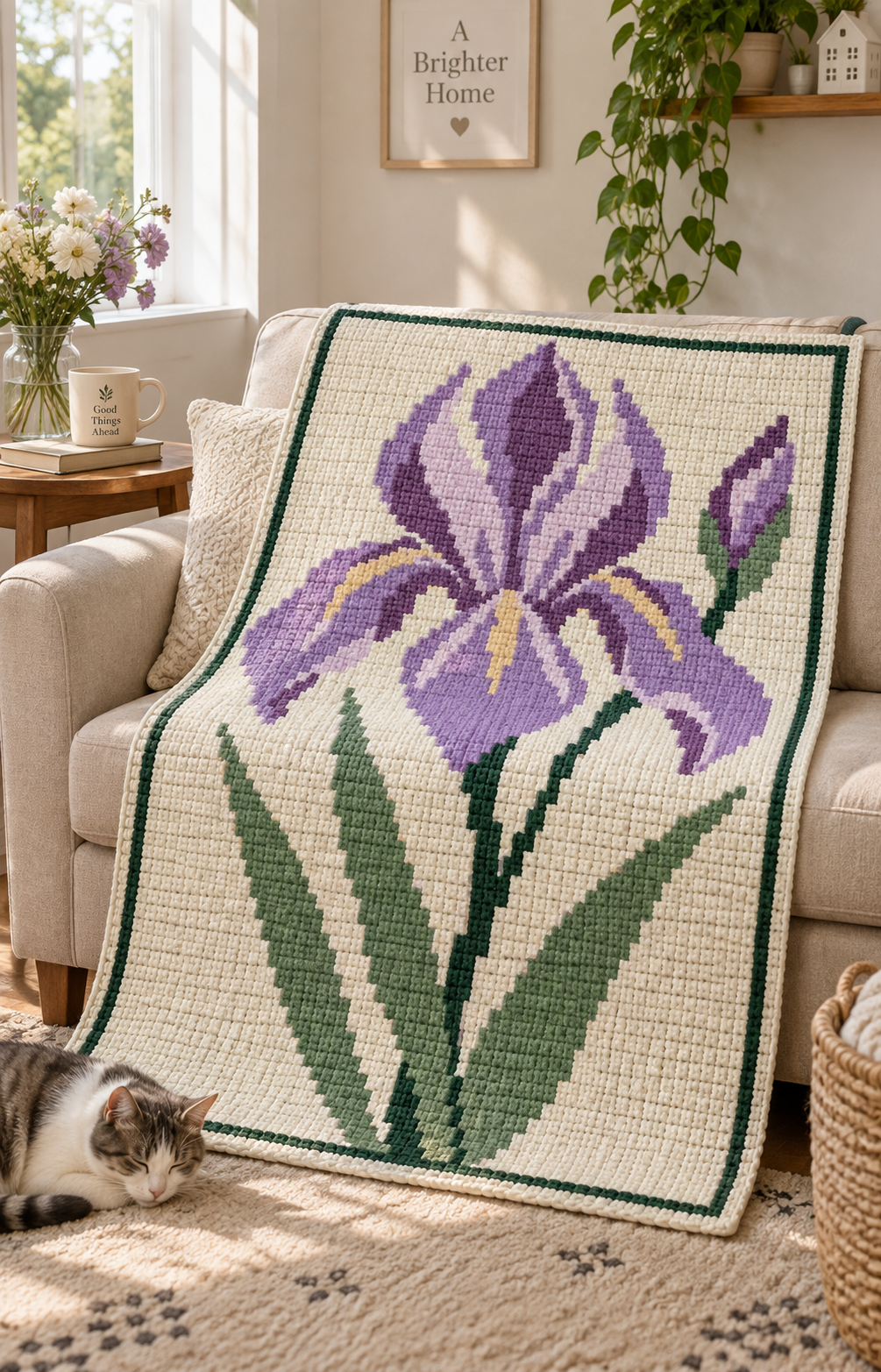 Purple Iris C2C Blanket Pattern PDF-Digital Download