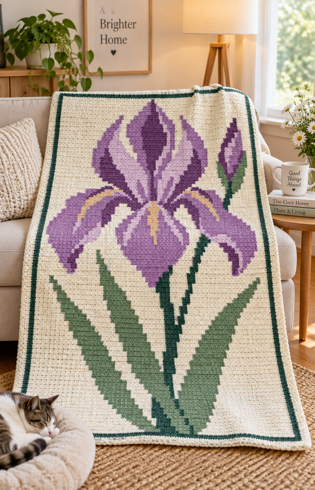 Purple Iris C2C Blanket Pattern PDF-Digital Download