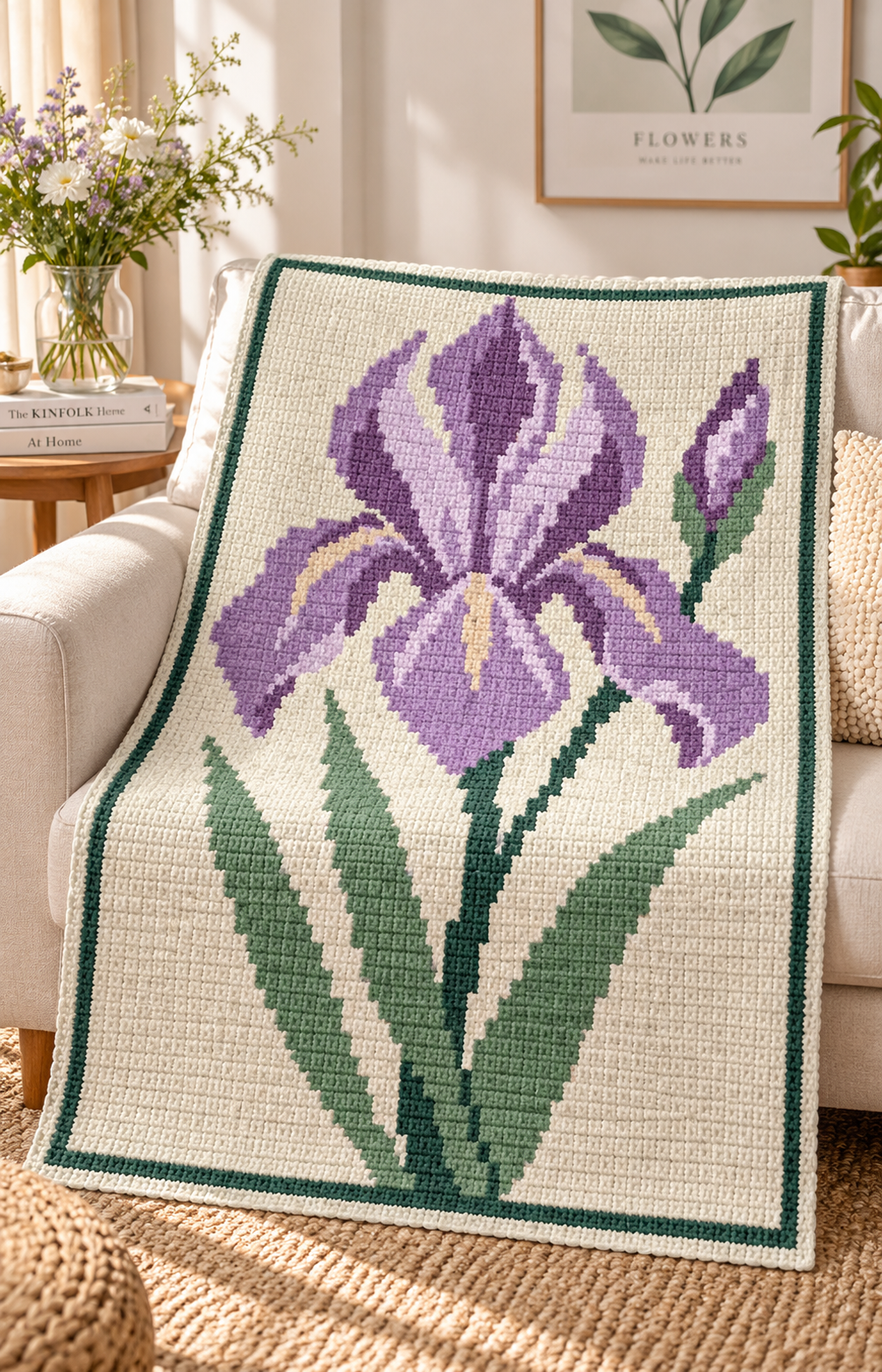 Purple Iris C2C Blanket Pattern PDF-Digital Download