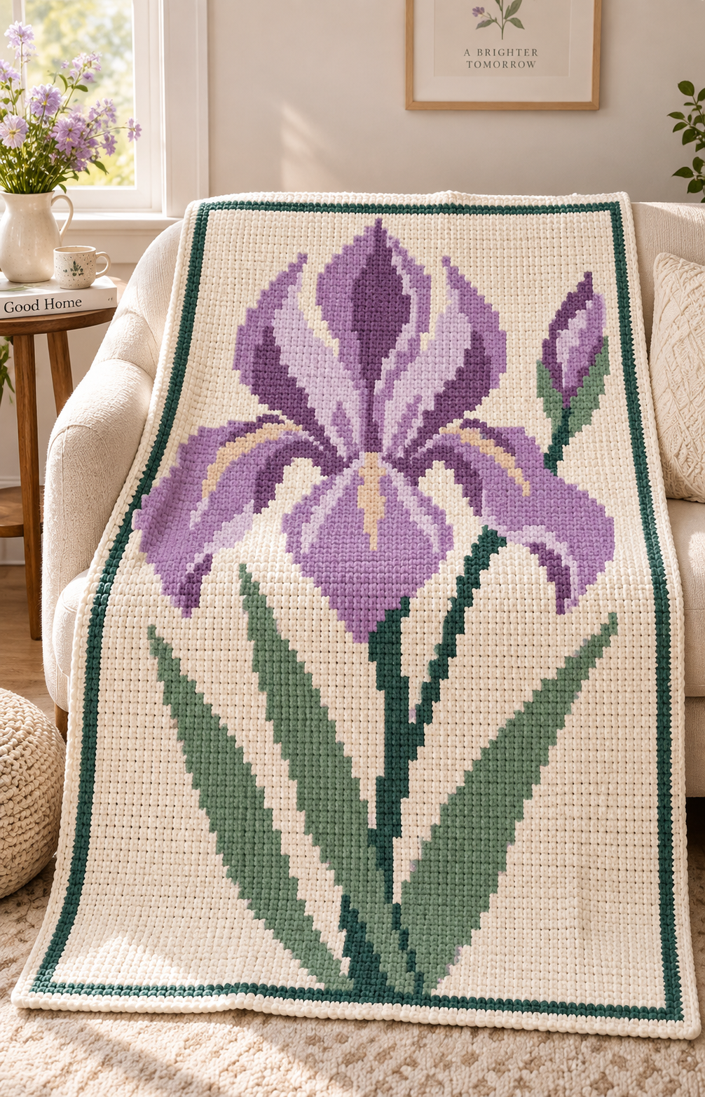 Purple Iris C2C Blanket Pattern PDF-Digital Download