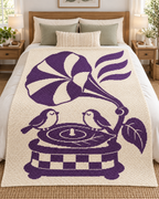 Songbirds Record Player C2C Crochet Mosaic Pattern-Digital Download