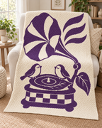 Songbirds Record Player C2C Crochet Mosaic Pattern-Digital Download