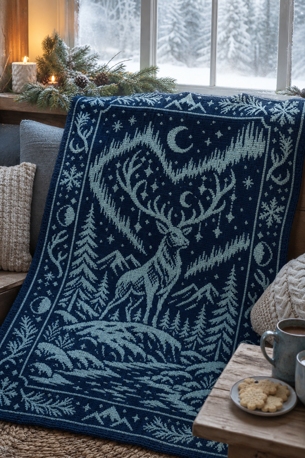 Reindeer Aurora C2C Crochet Mosaic Pattern-Digital Download