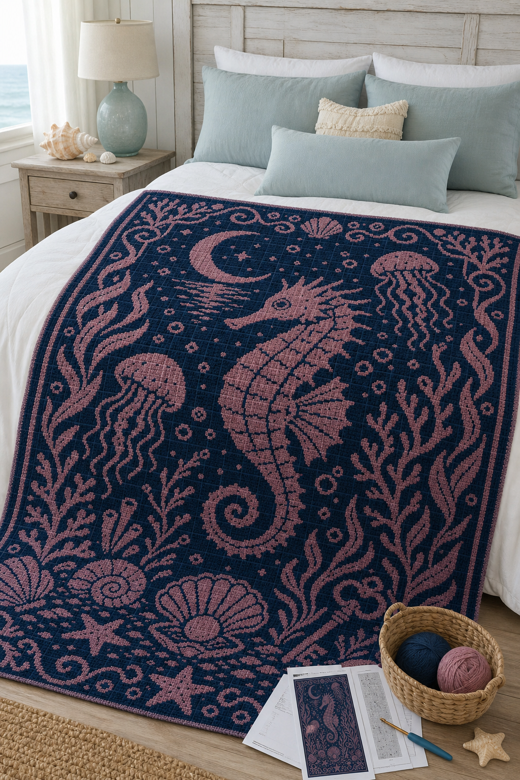 Seahorse C2C Crochet Mosaic Pattern-Digital Download