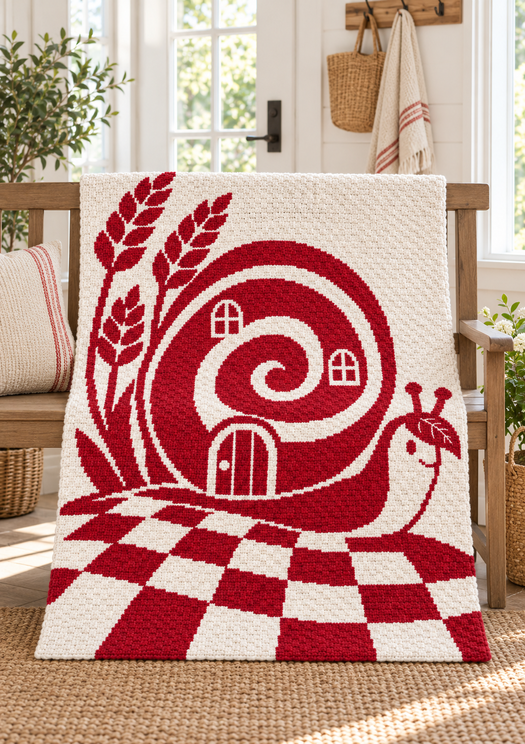 Snail House Garden C2C Crochet Mosaic Pattern-Digital Download