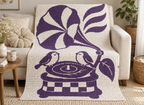 Songbirds Record Player C2C Crochet Mosaic Pattern-Digital Download
