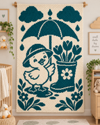 Duck Umbrella Tulips C2C Crochet Mosaic Pattern-Digital Download