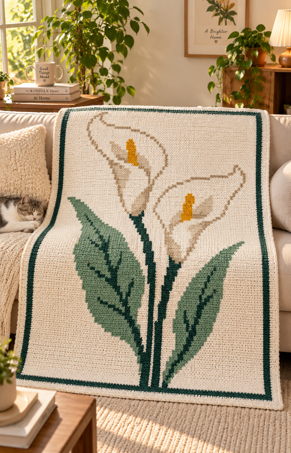 White Calla Lilies C2C Crochet Blanket Pattern PDF-Digital Download