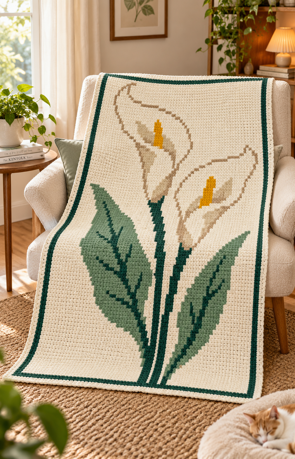 White Calla Lilies C2C Crochet Blanket Pattern PDF-Digital Download