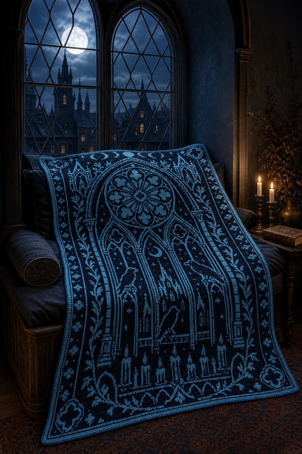 Gothic Cathedral C2C Crochet Mosaic Pattern-Digital Download