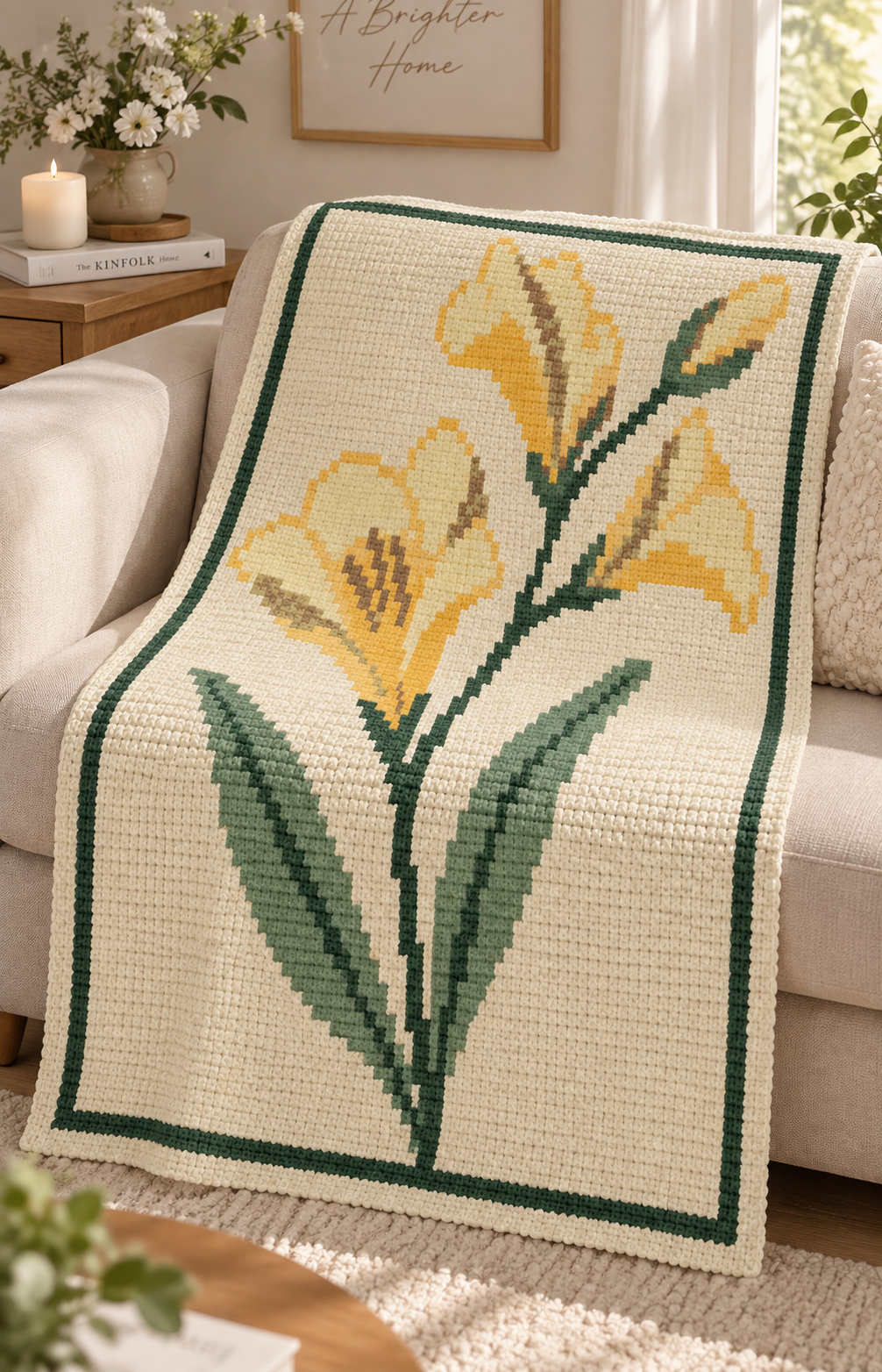 Yellow Daylily C2C Blanket Pattern PDF-Digital Download