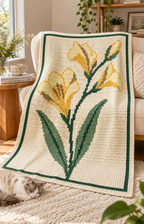 Yellow Daylily C2C Blanket Pattern PDF-Digital Download
