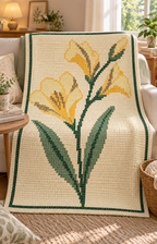 Yellow Daylily C2C Blanket Pattern PDF-Digital Download