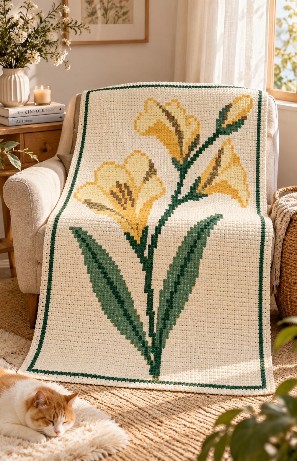 Yellow Daylily C2C Blanket Pattern PDF-Digital Download