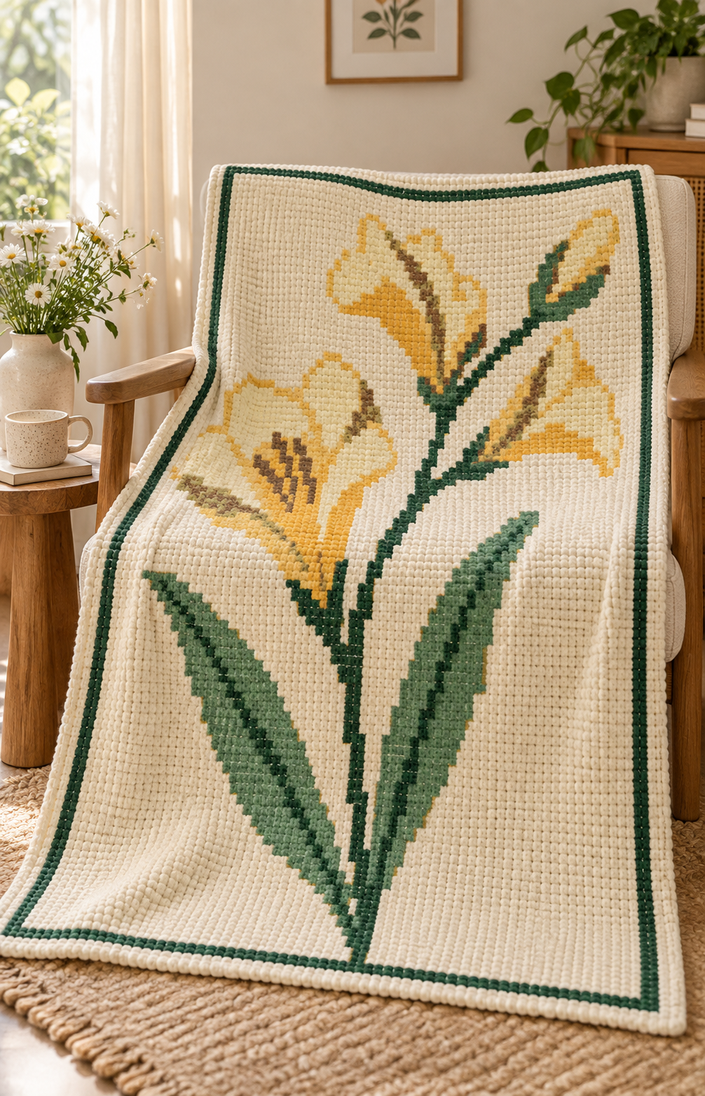 Yellow Daylily C2C Blanket Pattern PDF-Digital Download