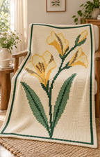 Yellow Daylily C2C Blanket Pattern PDF-Digital Download
