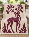 Flowering Antler Deer C2C Crochet Mosaic Pattern-Digital Download
