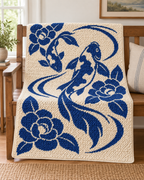 Koi and Roses C2C Crochet Mosaic Pattern-Digital Download
