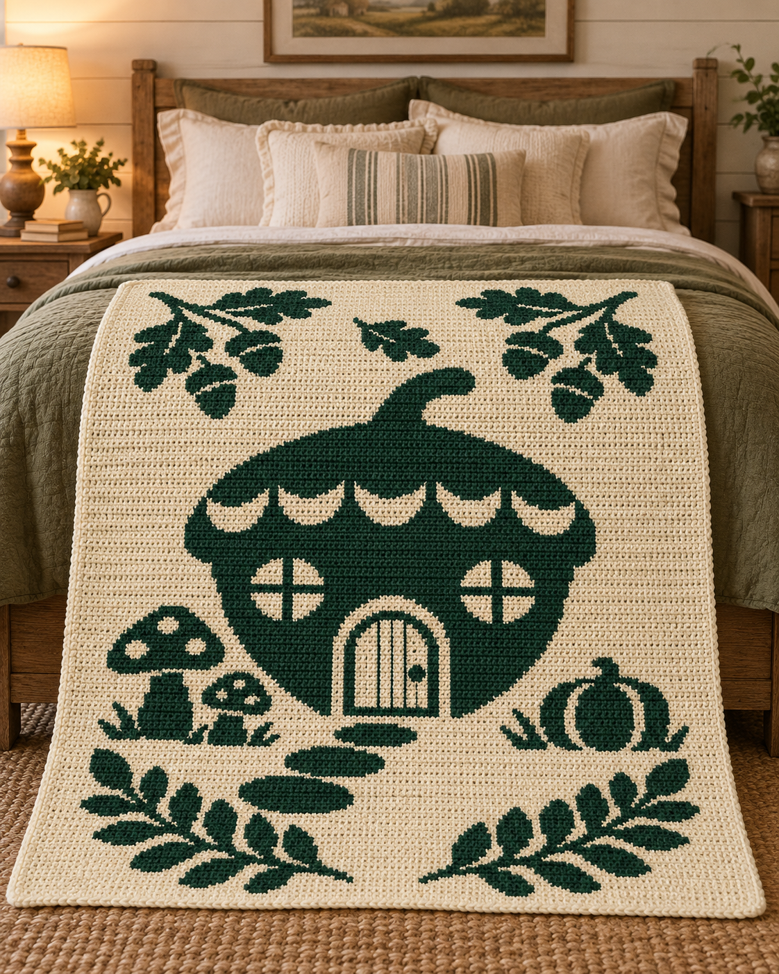 Acorn Cottage C2C Crochet Mosaic Pattern-Digital Download