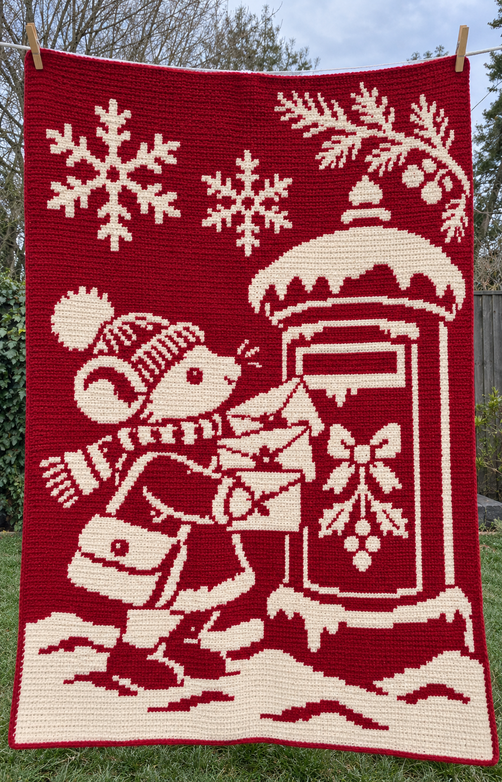 CHRISTMAS MOUSE MAIL | Large-Format Crochet Mosaic Pattern-Digital Download