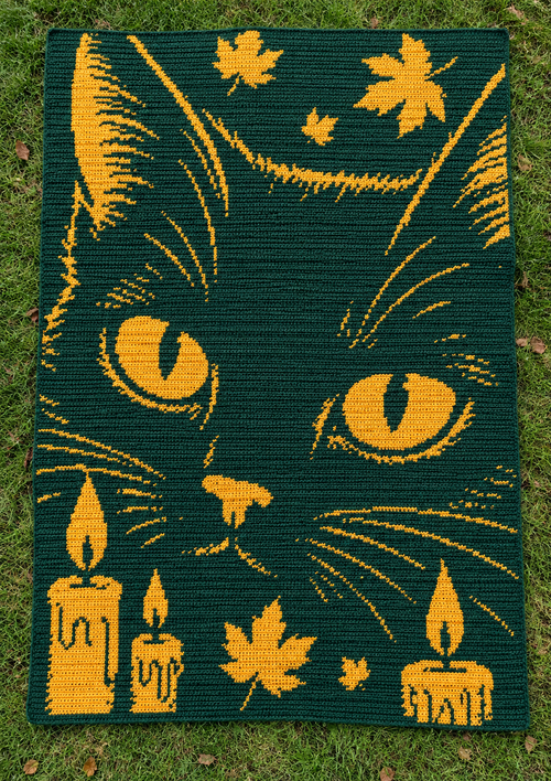 Autumn Cat Eyes Crochet Mosaic Pattern-Digital Download