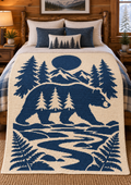 Bear Moon Mountains C2C Crochet Mosaic Pattern-Digital Download