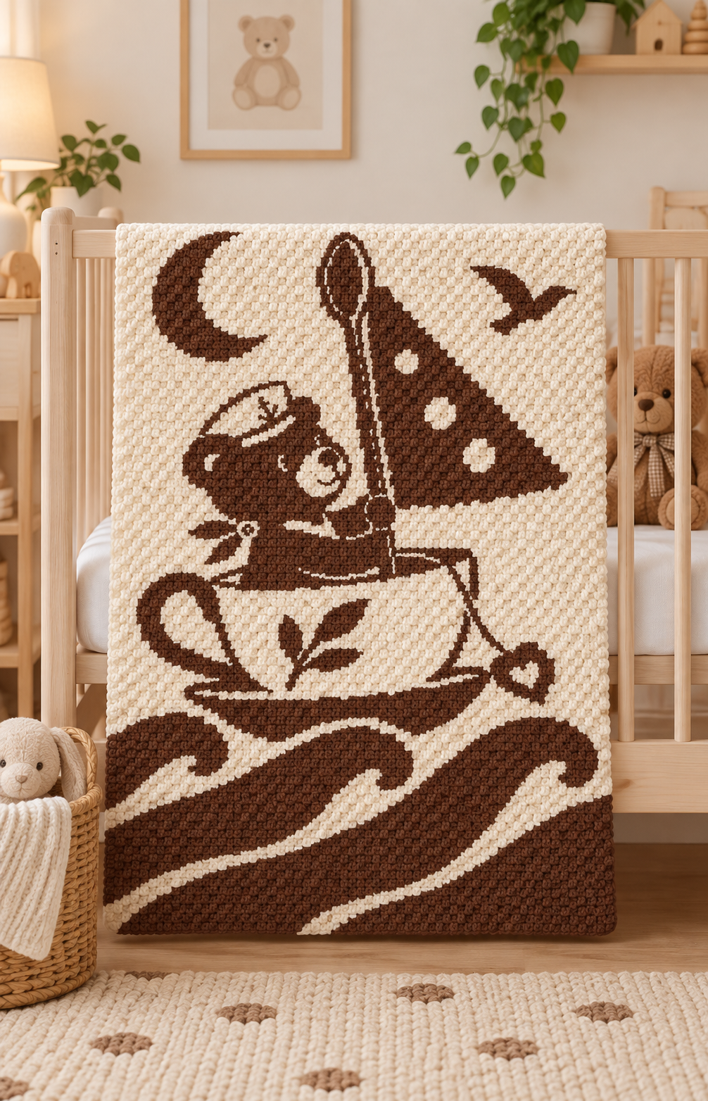 Sailor Bear Teacup C2C Crochet Mosaic Pattern-Digital Download