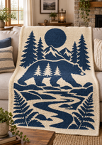 Bear Moon Mountains C2C Crochet Mosaic Pattern-Digital Download