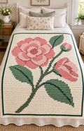 Purple Bellflowers C2C Blanket Pattern PDF-Digital Download