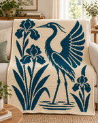 Heron and Irises C2C Crochet Mosaic Pattern-Digital Download