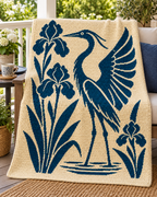 Heron and Irises C2C Crochet Mosaic Pattern-Digital Download