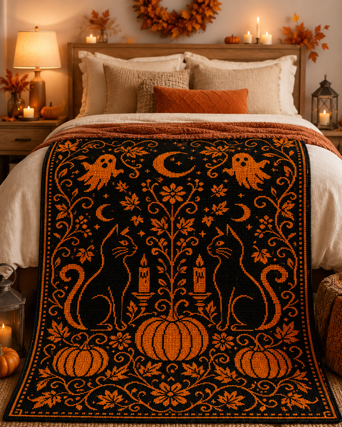 Halloween Cats Pumpkin C2C Crochet Mosaic Pattern-Digital Download