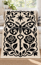 Moth Rose Heart Key C2C Crochet Mosaic Pattern-Digital Download