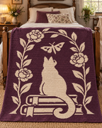 Cat Butterfly Book Arch C2C Crochet Mosaic Pattern-Digital Download