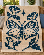 Butterfly Floral Star C2C Crochet Mosaic Pattern-Digital Download