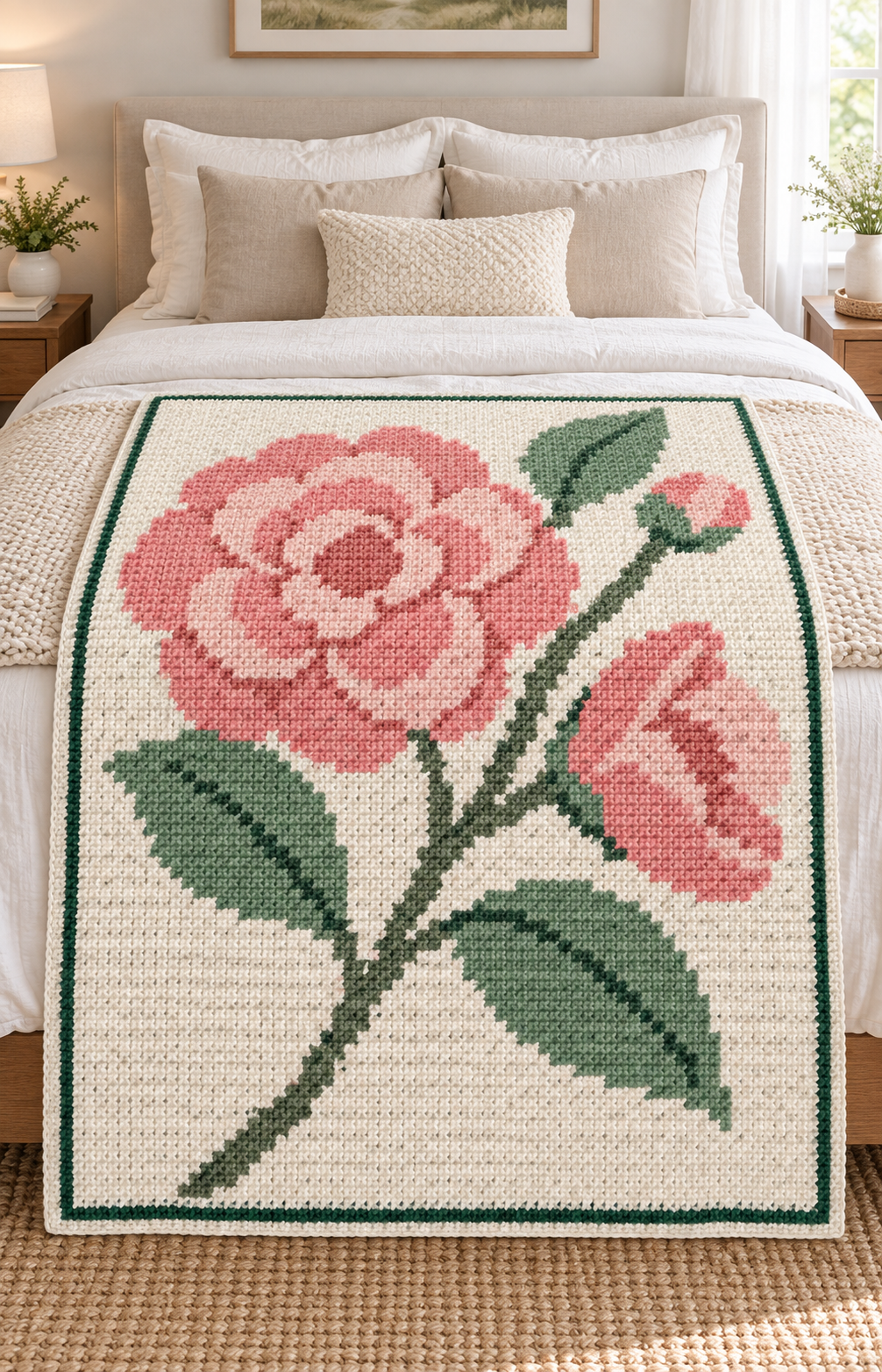 Purple Bellflowers C2C Blanket Pattern PDF-Digital Download