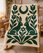 Twin Rabbits Moon C2C Crochet Mosaic Pattern-Digital Download