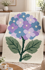 Blue Purple Hydrangea C2C Blanket Pattern PDF-Digital Download