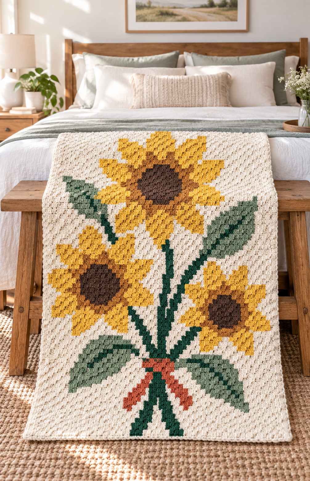 Sunflower C2C Crochet Blanket Pattern-Digital Download