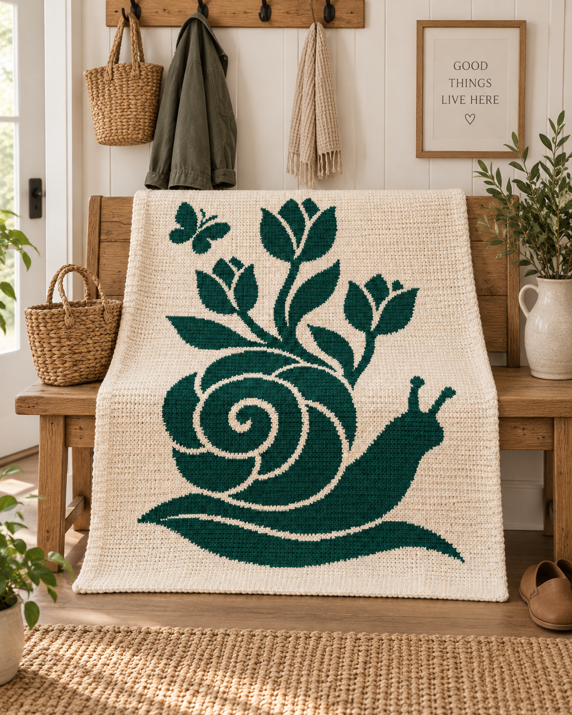 Snail Tulip Butterfly C2C Crochet Mosaic Pattern-Digital Download